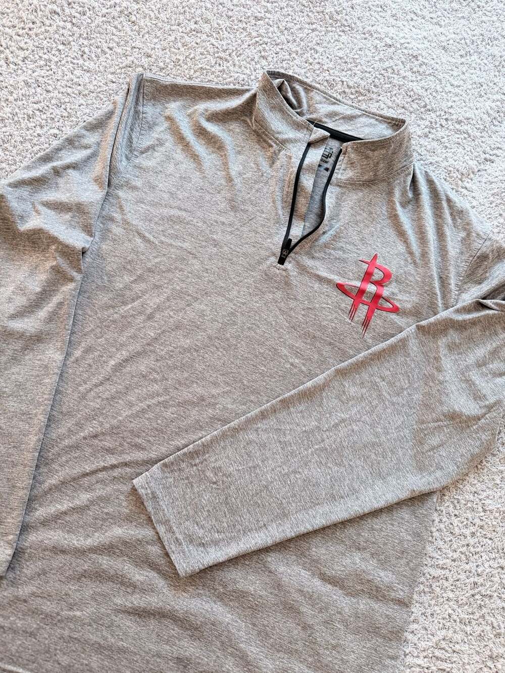 Ultra Game NBA Houston Rockets Quarter-Zip Pullover Size X Large Gray